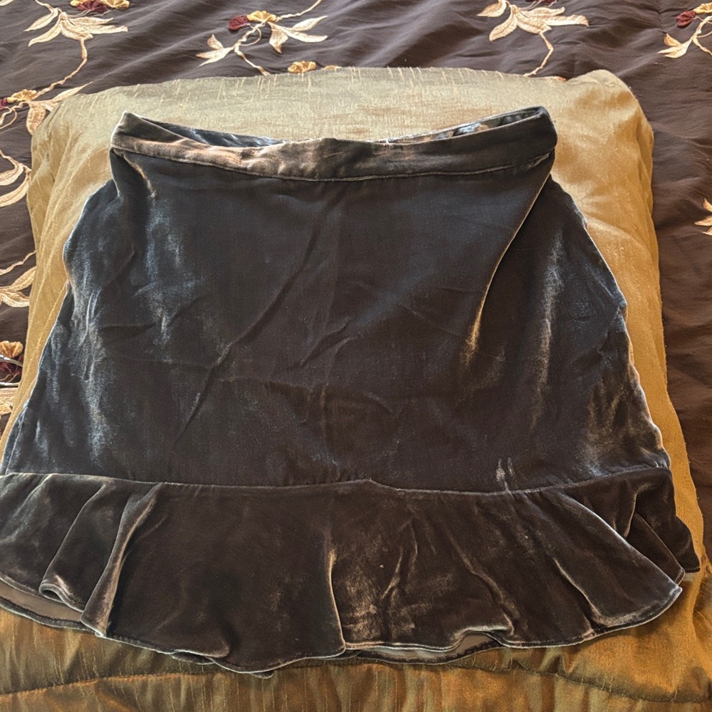 Madewell Black Velvet Mini Skirt